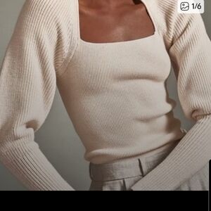 COS Cream Women's Square Neck Sweater